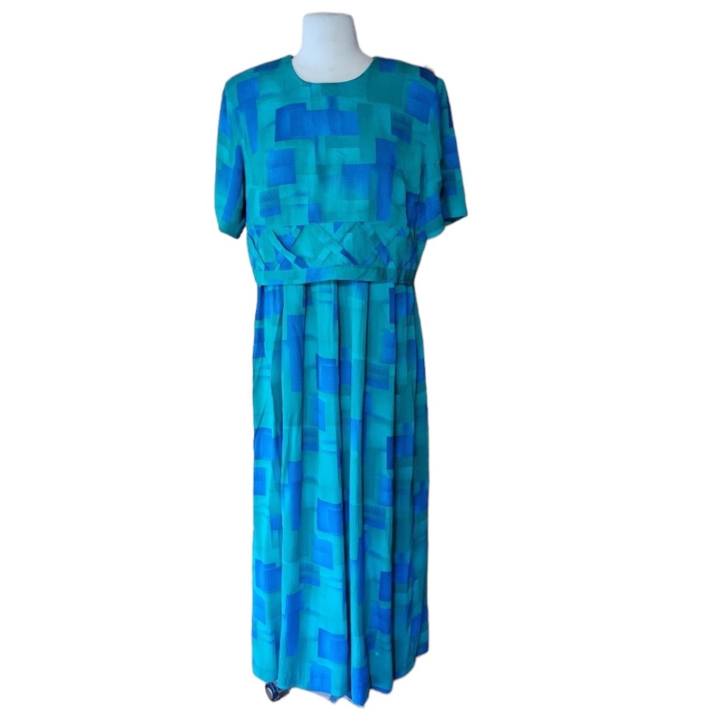NWOT 1980s Miss Dorby Multi-Color Maxi Career Dress